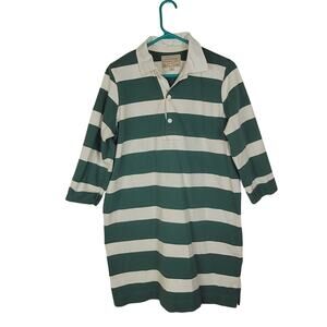 Abercrombie Rugby Cloth green and white striped mens polo shirt Size XL